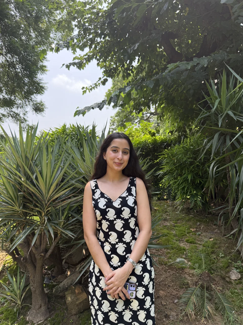Himanshi Sahni outdoors in a garden